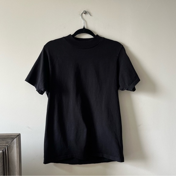 Les Tien Heavyweight Mock Neck Tee in Black - Picture 4 of 14